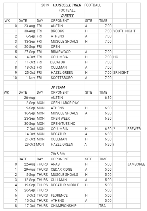 Football Football Schedule